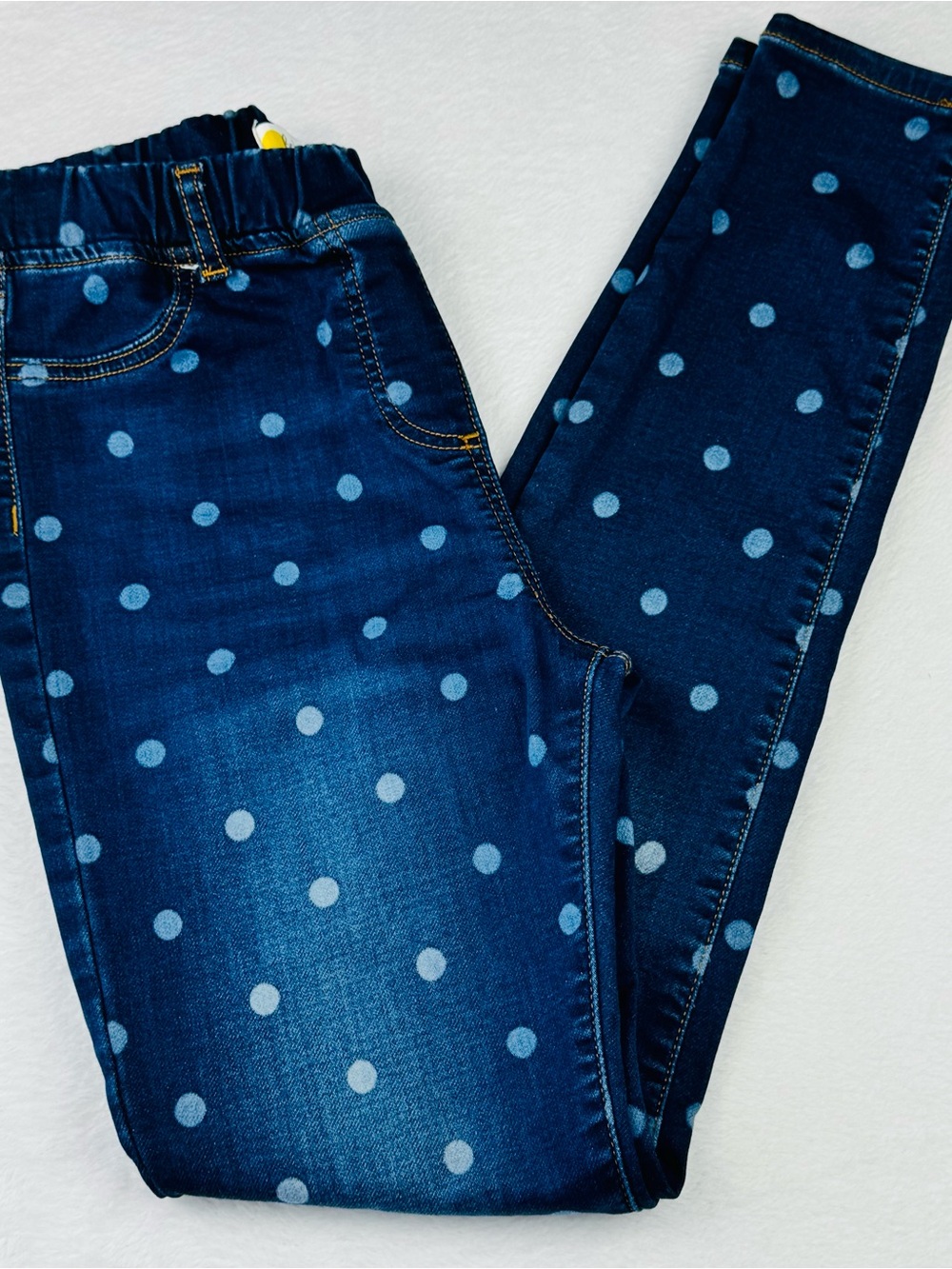 Boden girls' polka dot jeans. Elasticated waistband. Girls size 13Y.